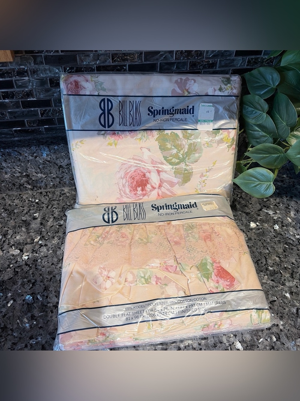 Bill Blass Springmaid Windemere Double Flat Fitted sheet NEW Floral Cottagecore